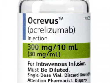 Ocrevus reduces relapse risk but linked to more hospitalizations/multiplesclerosisnewstoday.com/Ocrevus medication bottle