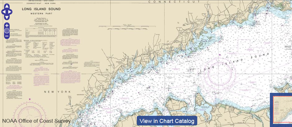 Marine chart of Long Island Sound.