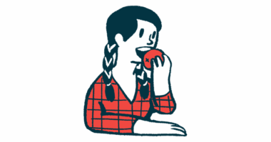 living well with ms | Multiple Sclerosis News Today | illustration of girl eating apple
