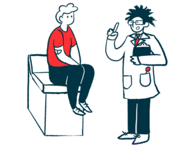 An illustration of a patient speaking with a doctor.