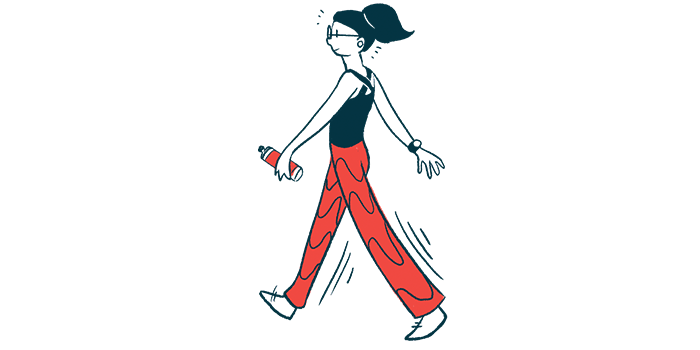 A woman walks as part of an exercise regimen.