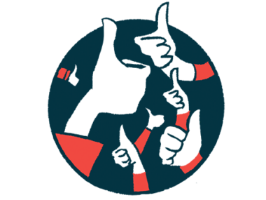 Illustration of hands giving thumbs-up sign.