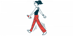 cognitive problems with MS | Multiple Sclerosis News Today | dual-task cognitive-motor impairment MS study | Illustration of woman walking