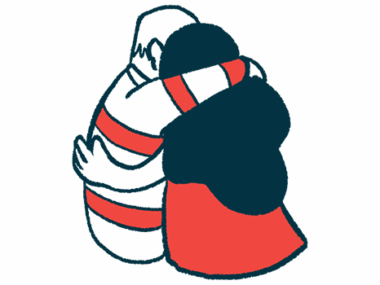 An illustration of two people embracing.