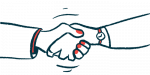 This illustration shows a handshake, close up, between two people.