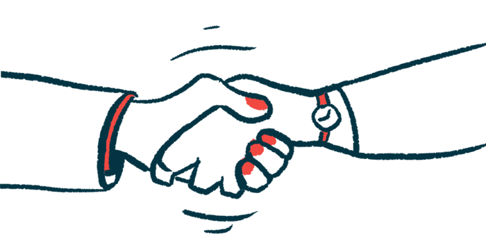 This illustration shows a handshake, close up, between two people.