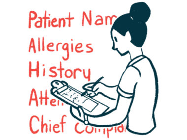 A patient fills in paperwork asking for personal and demographic information.