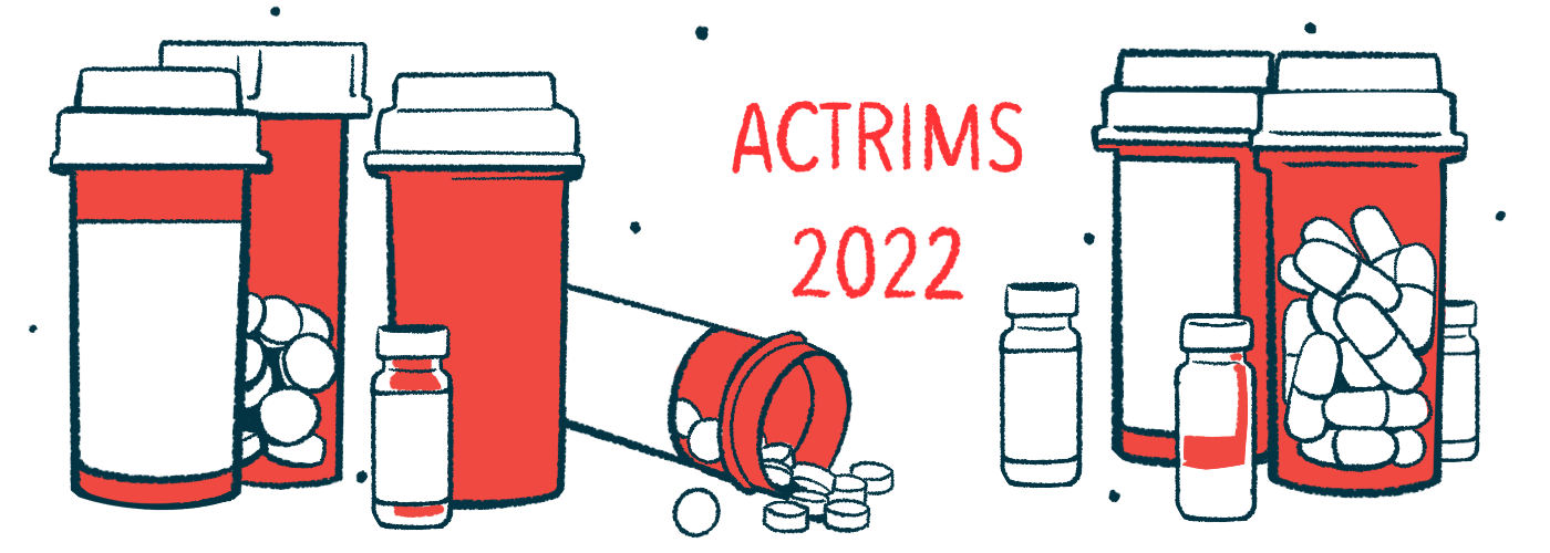 tolebrutinib BTK inhibitor | Multiple Sclerosis News Today | ACTRIMS 2022 illustration of medicine bottles