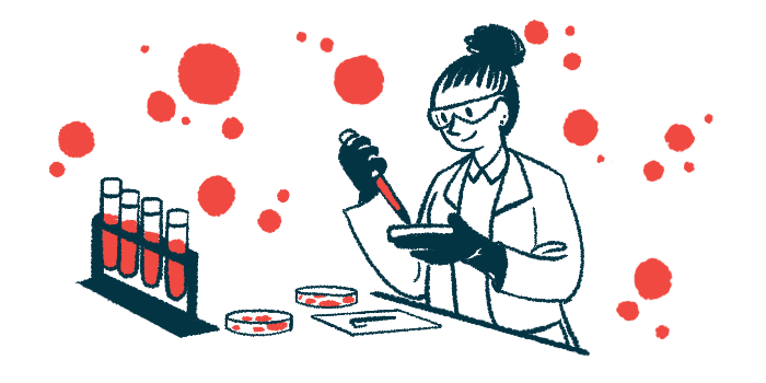 A scientist conducts tests in a lab, holding a dropper filled with blood as more test tubes are set up nearby.