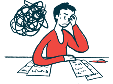 An illustration of an angry cloud shows a person's frustration while working on some documents.