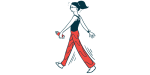 An illustration showing a woman who's walking.