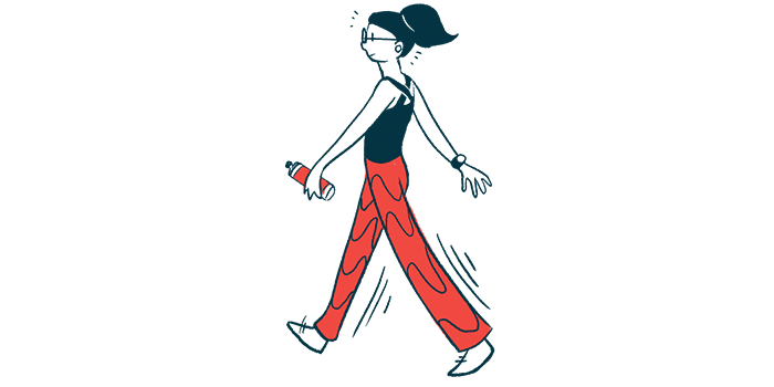 Exercise | Multiple Sclerosis News Today | mSteps walking app | illustration of woman walking