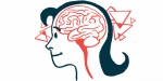 Illustration of a person's brain, shown in profile.