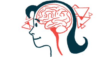 An illustration shows the human brain inside a person's head, seen in profile.