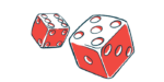 Rolling dice represents the risk of developing a disease.