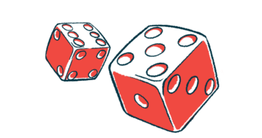 Rolling dice represents the risk of developing a disease.