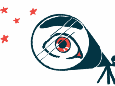 An enlarged image of the human eye is captured in the lens of a giant telescope as a person looks at the stars.