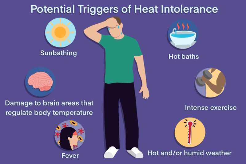 infographic depicting triggers of heat intolerance in MS 
