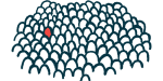 SPMS prevalence | Multiple Sclerosis News Today | illustration of a disease's prevalence, one person in red amid black-white crowd