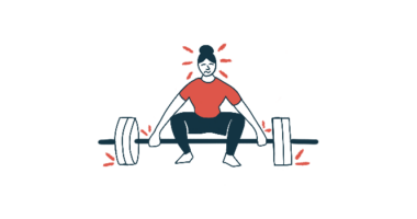 Illustration of person lifting a barbell.