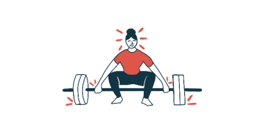 Illustration of person lifting a barbell.