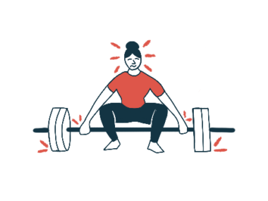 Illustration of person lifting a barbell.