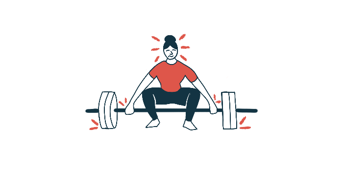 Illustration of person lifting a barbell.