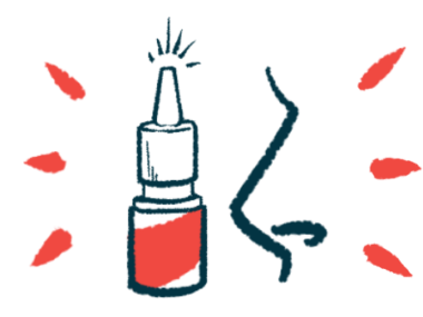 An illustration shows an bottle of intranasal spray.