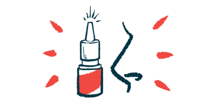 An illustration shows an bottle of intranasal spray.