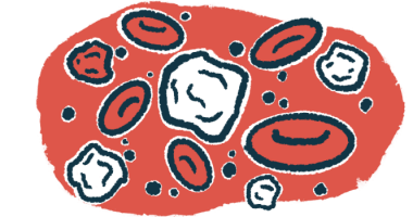 An illustration of white and red blood cells, pictured up close.