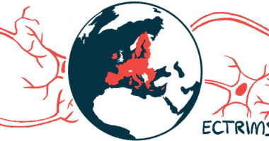 An illustration of the Earth, with the European Union highlighted, for the ECTRIMS conference.