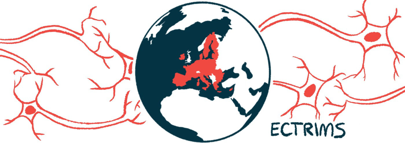 An illustration of the Earth, with the European Union highlighted, for the ECTRIMS conference.