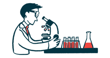 An illustration shows a researcher looking through a microscope.