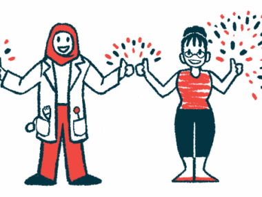 An illustration showing two women giving a thumbs up sign.