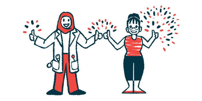 An illustration showing two women giving a thumbs up sign.