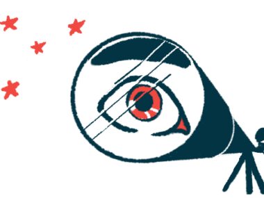 Illustration of a person looking through a telescope, with the eye in the field of vision.