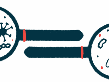 Bacteria is shown under two magnifying glasses laid in opposite directions.