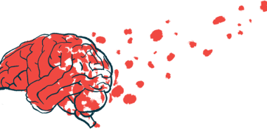 An illustration shows a profile image of a damaged brain.