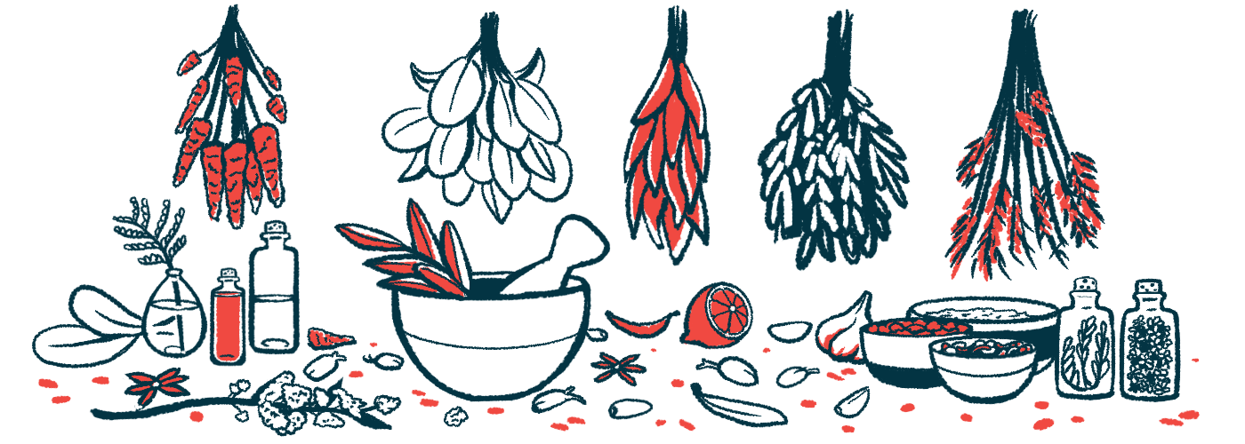 An illustration of compounds available in various herbs and other food products.