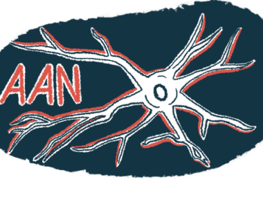 Am illustration for the AAN conference showing a neuron.