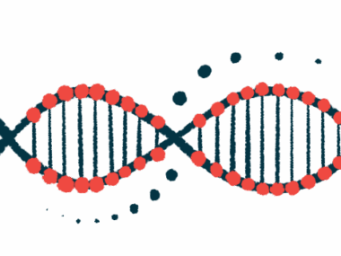 The double helix of DNA, found in the nucleus of most cells, is shown.