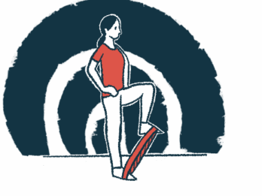 A person exercises using a resistance band.