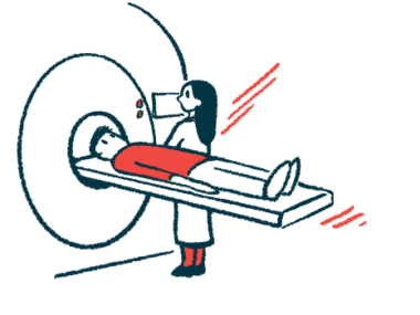 Illustration of person undergoing an MRI scan.