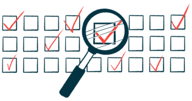 A magnifying glass hovers over a box in a survey showing a checkmark.