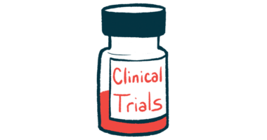 A half-filled bottle of a liquid prescription medication is labeled 'Clinical Trials.'