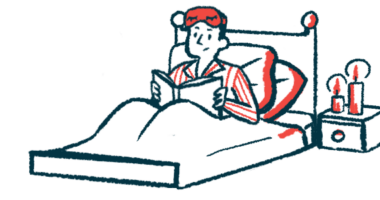 Illustration of person reading in bed.