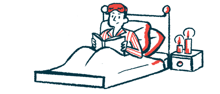Illustration of person reading in bed.