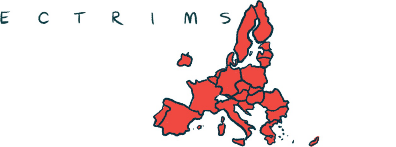 A map of Europe is shown alongside the word "ECTRIMS."