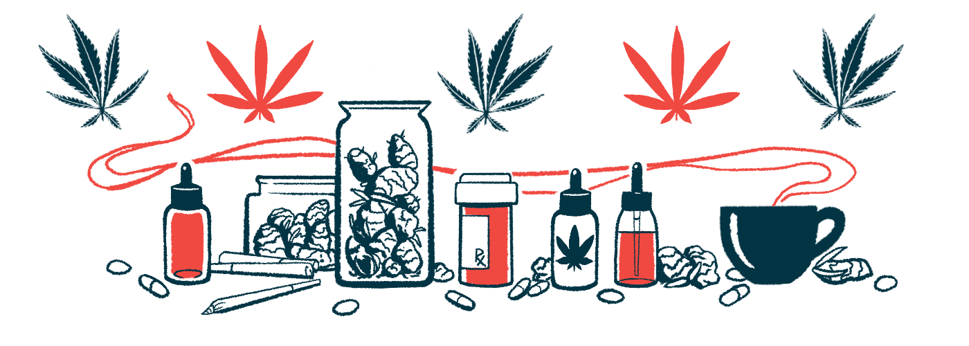 An illustration of various cannabis-based or cannabidiol treatments.