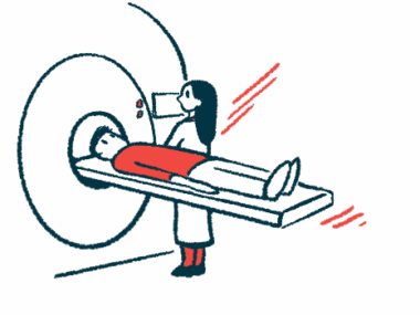 A person is prepared for an MRI scan.